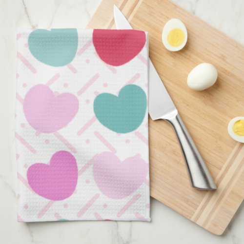 Hearts Pastel Colorful Crayon Kitchen Towel