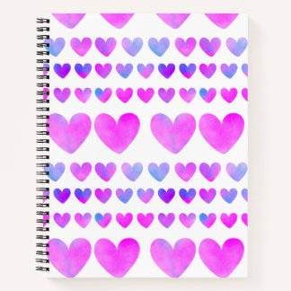 Hearts Pastel Pink Watercolor Notebook