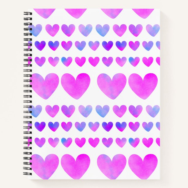 Hearts Pastel Pink Watercolor Notebook (Front)