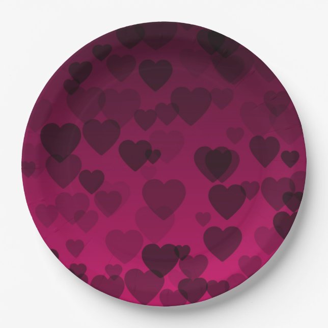 Hearts Pattern 18 Paper Plates (Front)