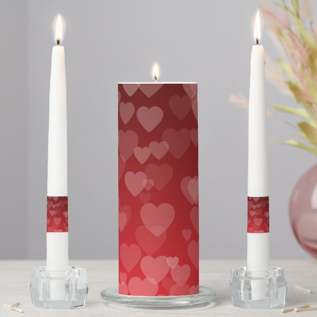 Hearts Pattern 19 Unity Candle Set (In Situ)