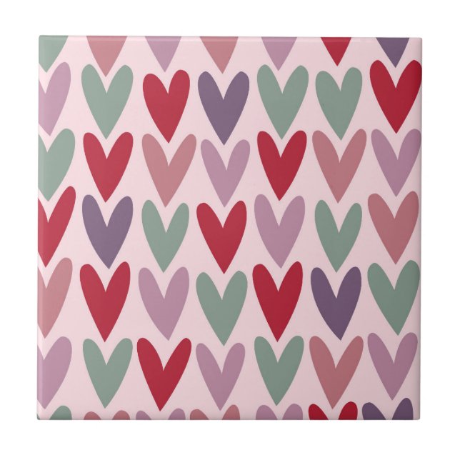 Hearts Pattern 1 Ceramic Tile (Front)
