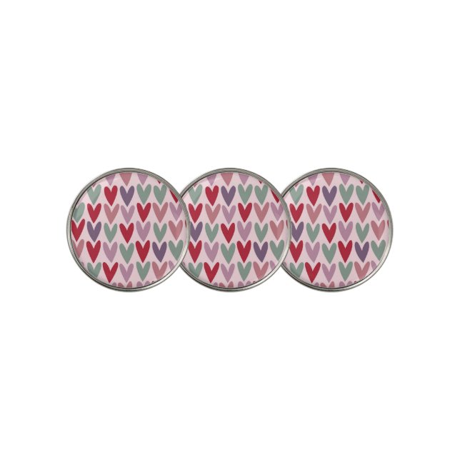 Hearts Pattern 1 Golf Ball Marker (3 Up)