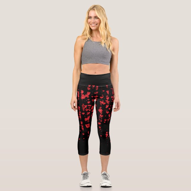 Hearts Pattern 24 Capri Leggings (Front)
