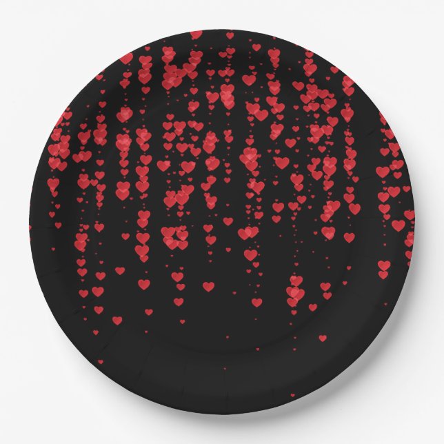 Hearts Pattern 24 Paper Plates (Front)