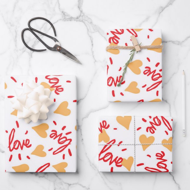 Hearts Pattern 27 Wrapping Paper Sheets (Front)