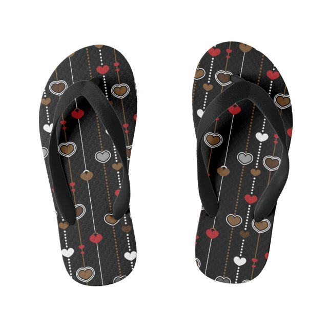 Hearts Pattern 28 Kid's Flip Flops (Footbed)