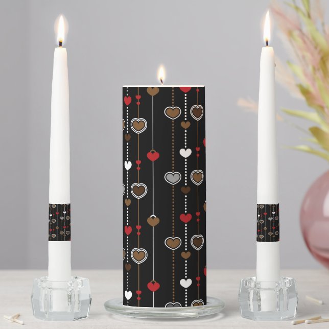 Hearts Pattern 28 Unity Candle Set (In Situ)