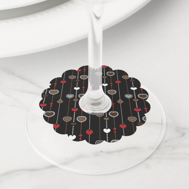 Hearts Pattern 28 Wine Glass Tag (Close Up)