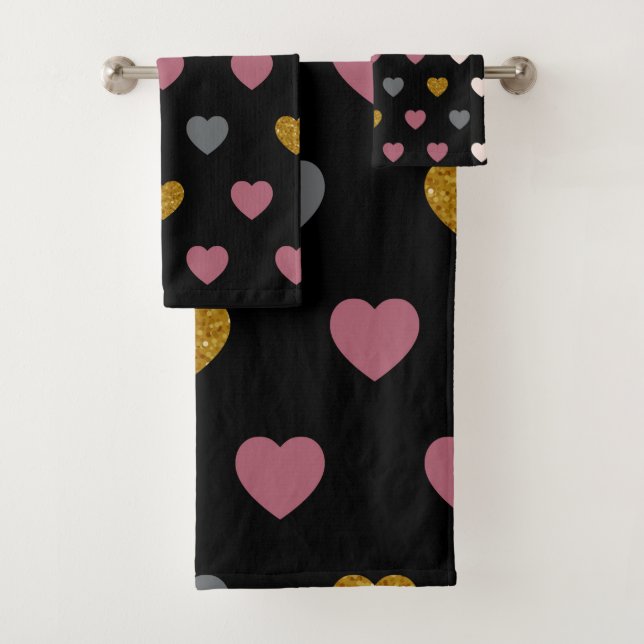 Hearts Pattern 30 Bath Towel Set (Insitu)