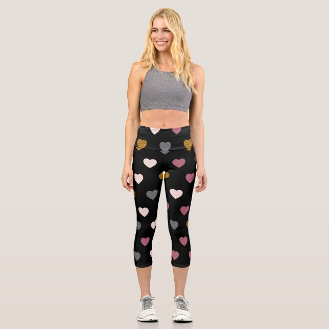 Hearts Pattern 30 Capri Leggings (Front)