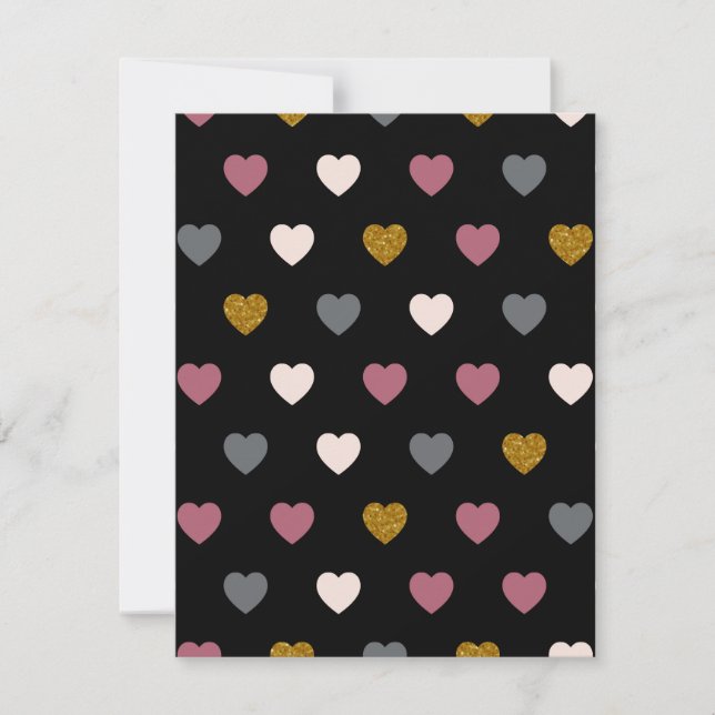 Hearts Pattern 30 Note Card (Front)