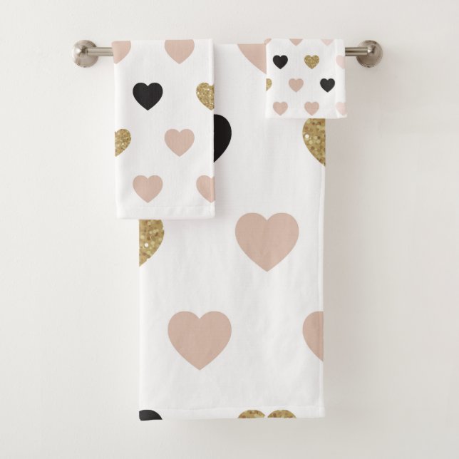 Hearts Pattern 31 Bath Towel Set (Insitu)