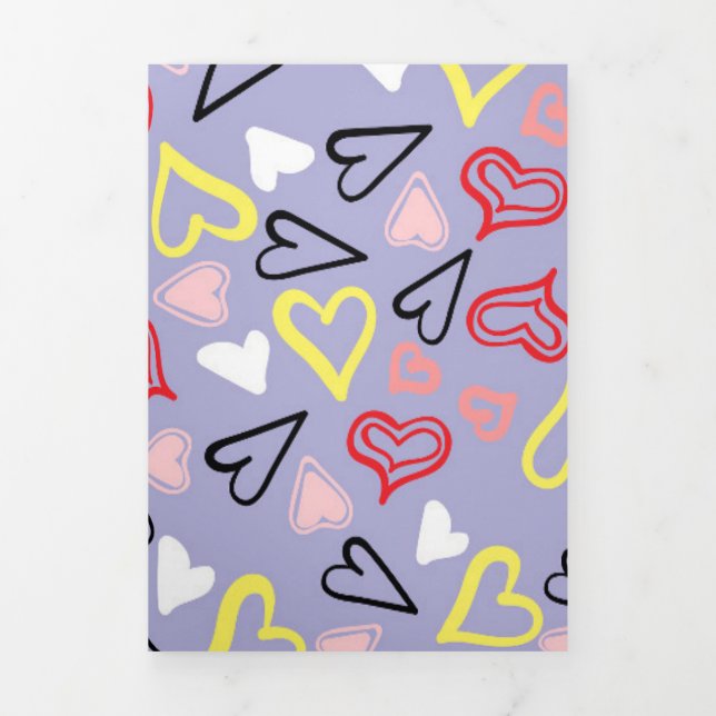 Hearts Pattern 31 Tri-Fold Holiday Card (Cover)