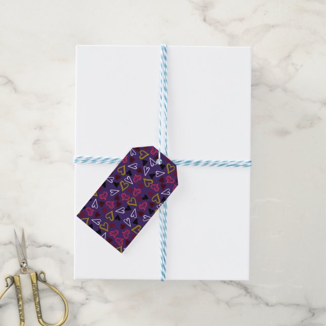 Hearts Pattern 32 Gift Tags (With Twine)