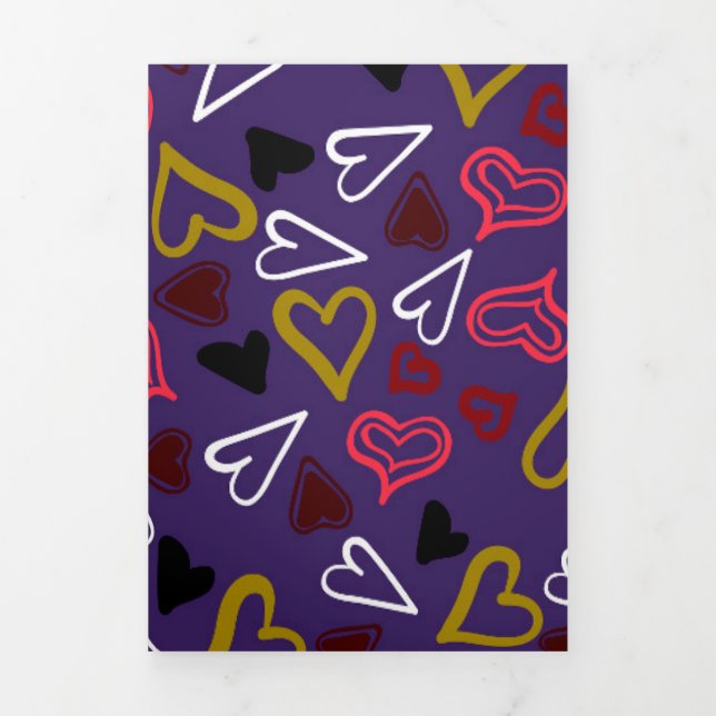 Hearts Pattern 32 Tri-Fold Holiday Card (Cover)