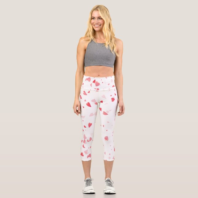 Hearts Pattern 33 Capri Leggings (Front)