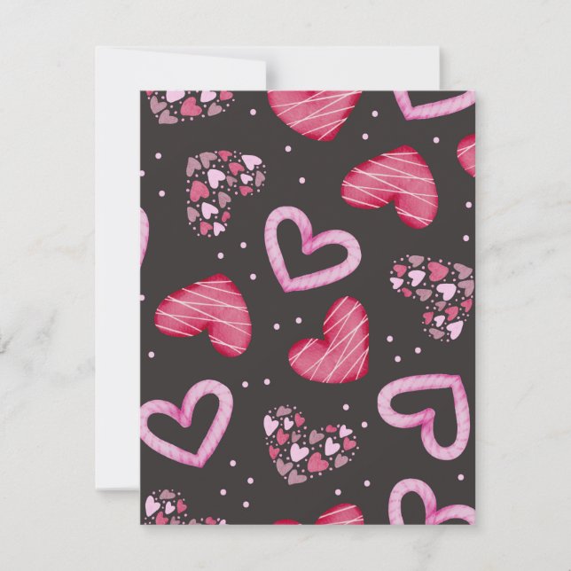 Hearts Pattern 34 Note Card (Front)