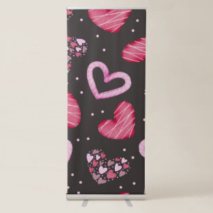 Hearts Pattern 34 Retractable Banner