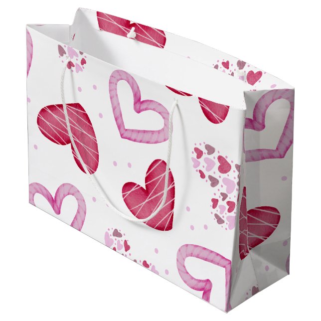 Hearts Pattern 36 Large Gift Bag (Back Angled)