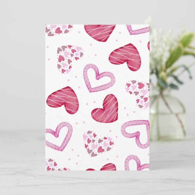 Hearts Pattern 36 Thank You Card (Standing Front)