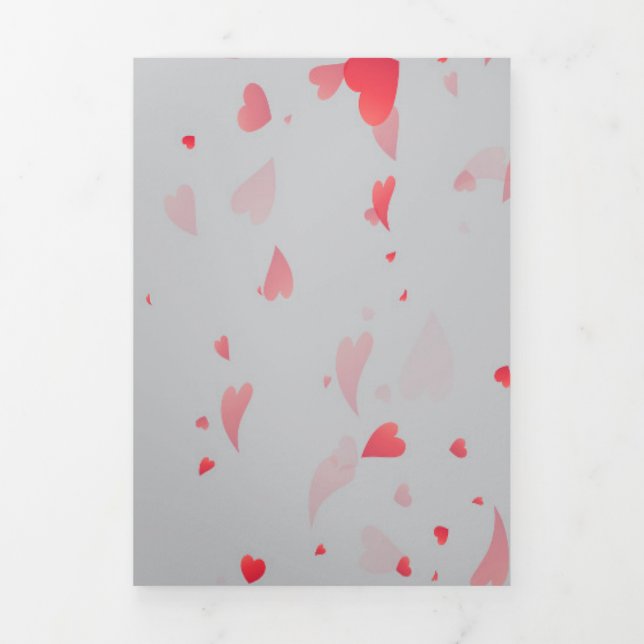 Hearts Pattern 37 Tri-Fold Holiday Card (Cover)