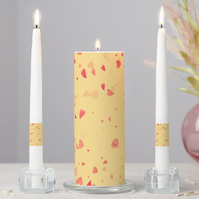 Hearts Pattern 38 Unity Candle Set (In Situ)