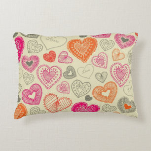 Hearts pattern accent pillow