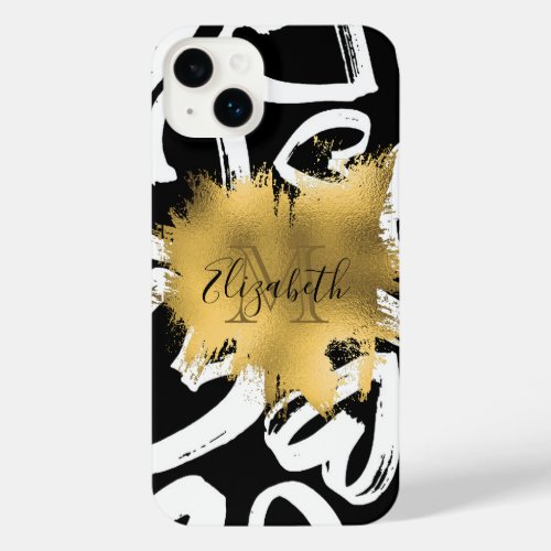 Hearts Pattern and Golden Foil iPhone 14 Plus Case