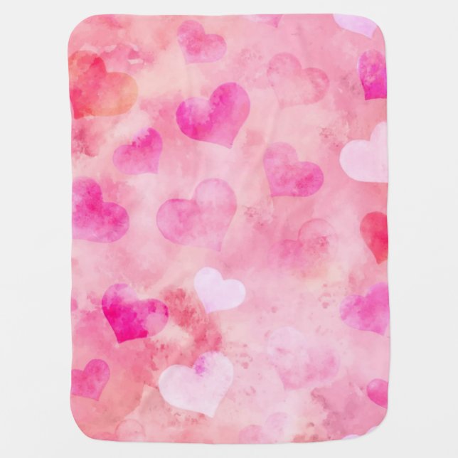 Hearts pattern baby blanket (Front)