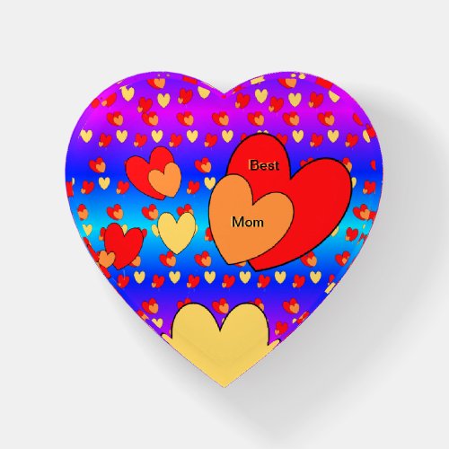 Hearts Pattern Best Mom Heart Paperweight