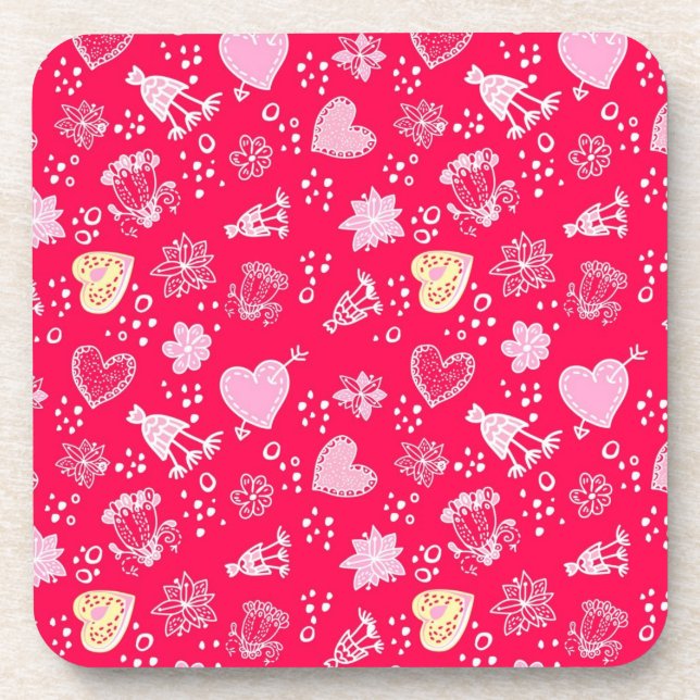 Hearts pattern beverage coaster (Front)
