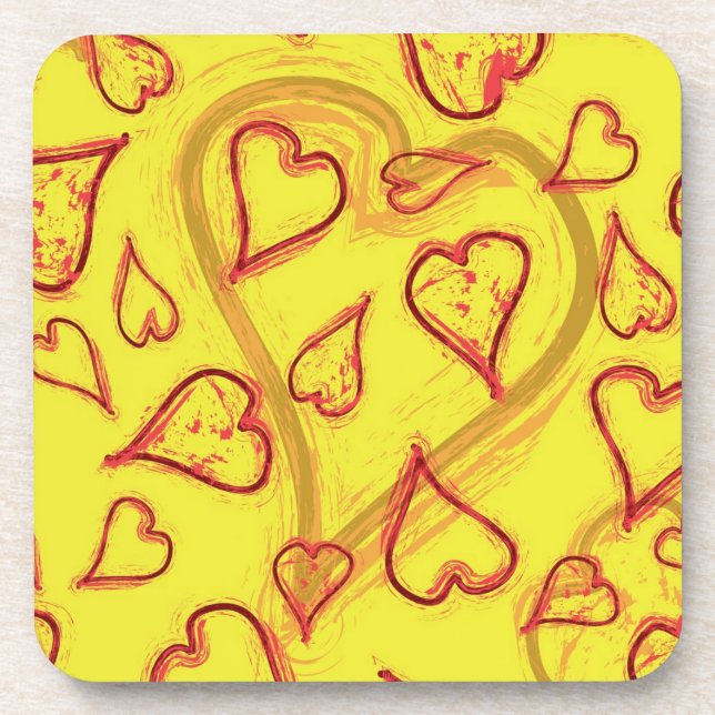 Hearts pattern beverage coaster (Front)