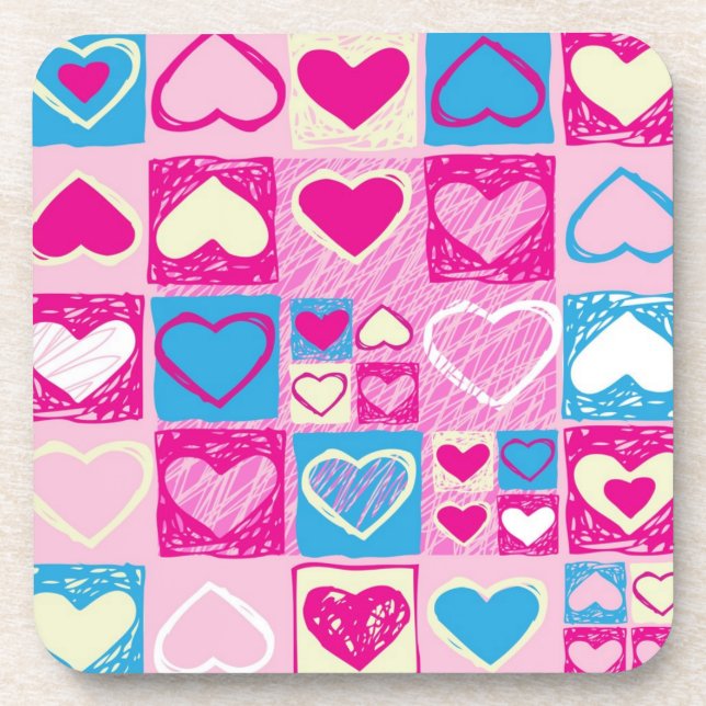 Hearts pattern beverage coaster (Front)