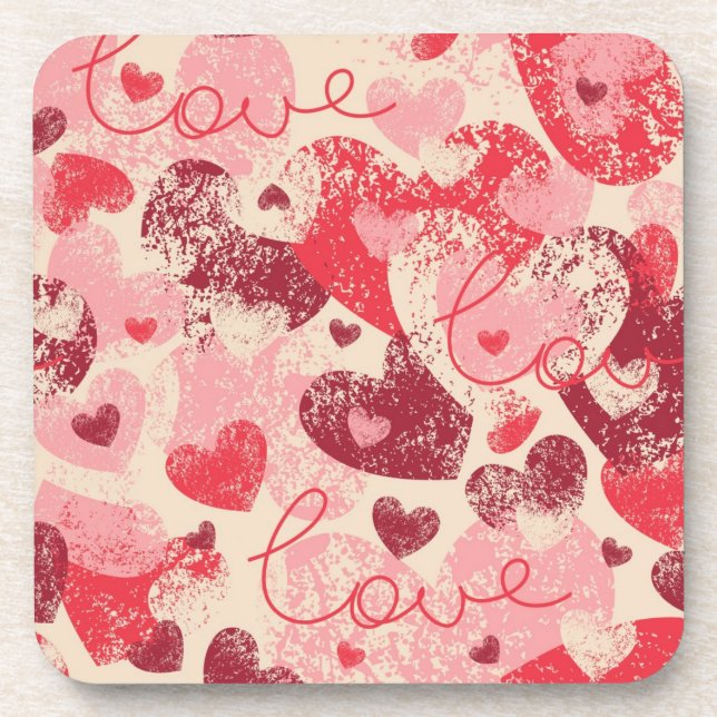 Hearts pattern beverage coaster (Front)