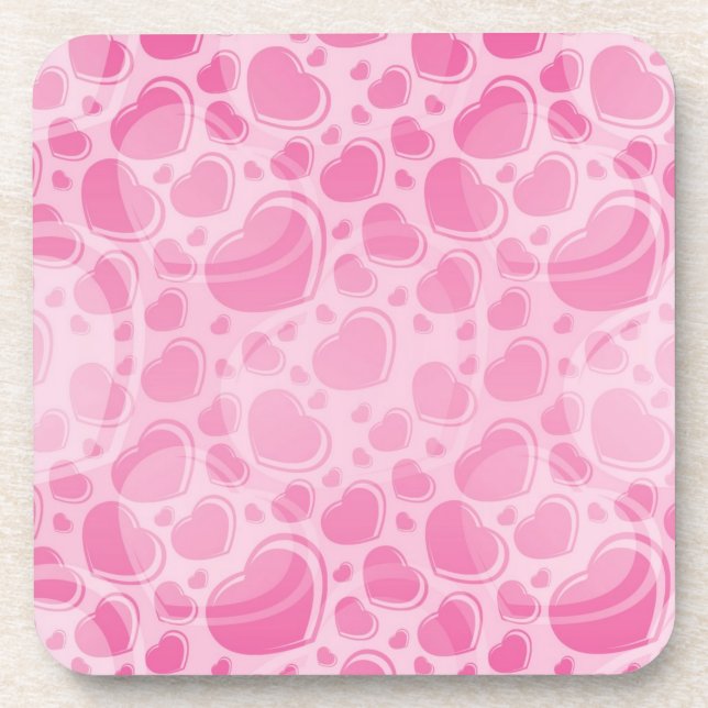 Hearts pattern beverage coaster (Front)