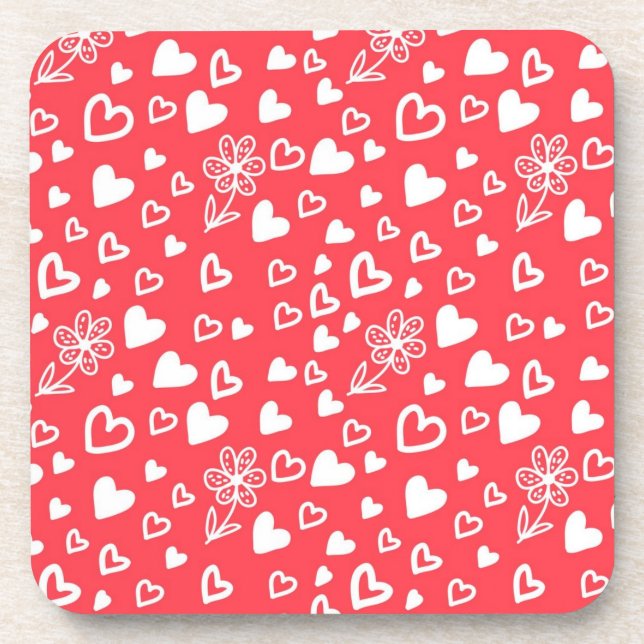 Hearts pattern beverage coaster (Front)