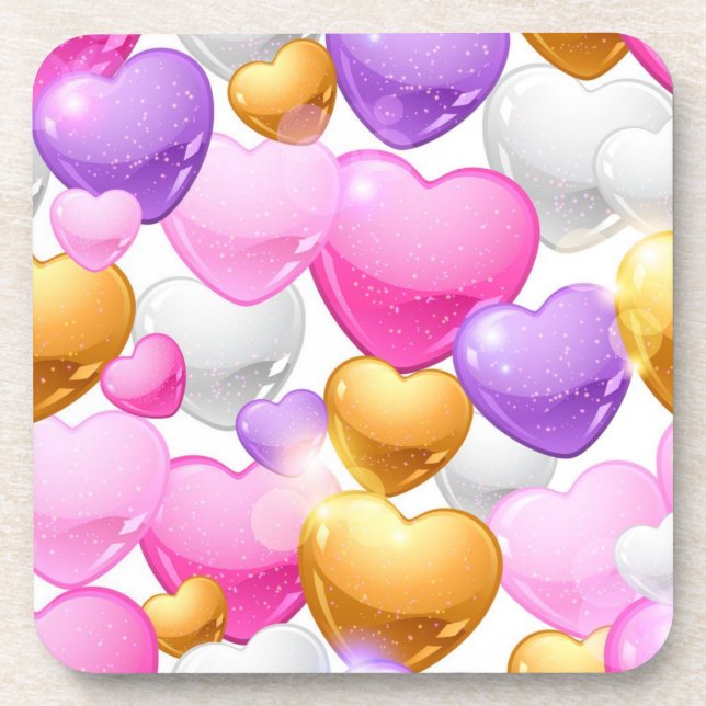 Hearts pattern beverage coaster (Front)