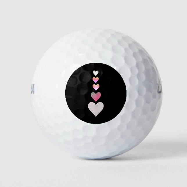 Hearts Pattern Black Pink Gray Cute Pretty Golf Balls (Front)