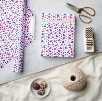 Hearts Pattern Blue Pink Valentines Day
