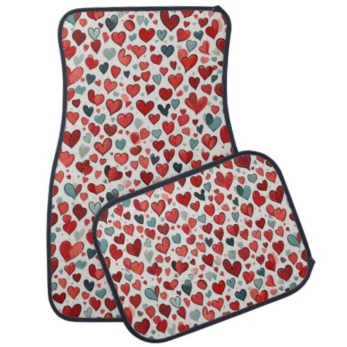 Hearts pattern car floor mat