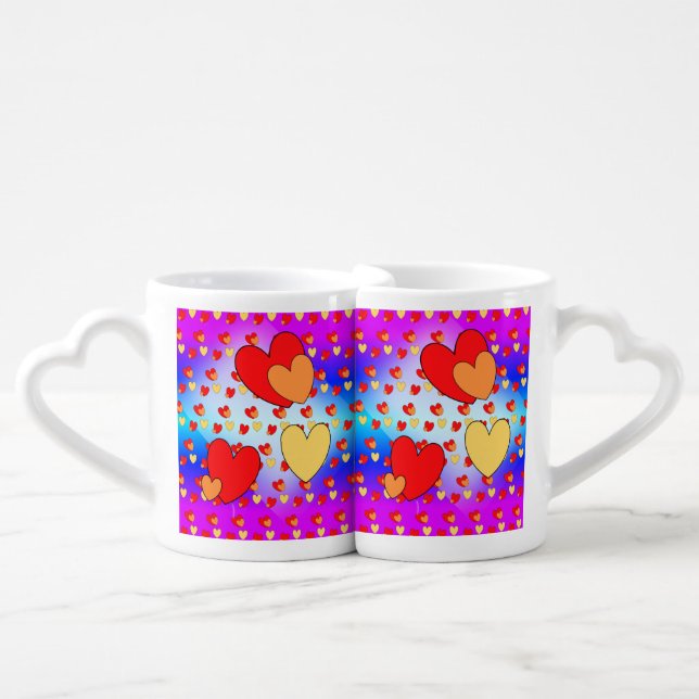 Hearts Pattern Celebration Heart Mug Set (Front Nesting)
