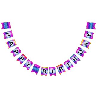 Hearts Pattern Colorful Birthday Bunting Banner