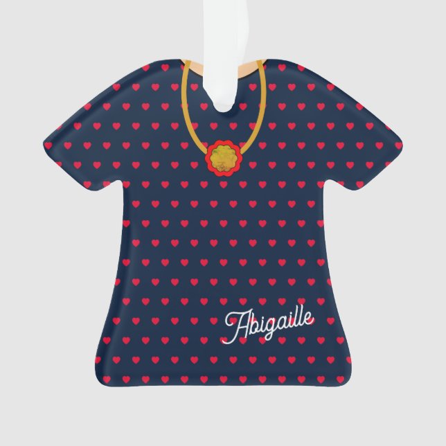Hearts Pattern Dress & Pendant Christmas TShirt Ornament (Front)