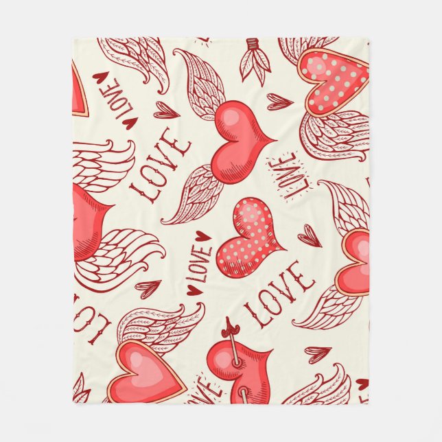 Hearts Pattern for Valentine's Day Fleece Blanket (Front)