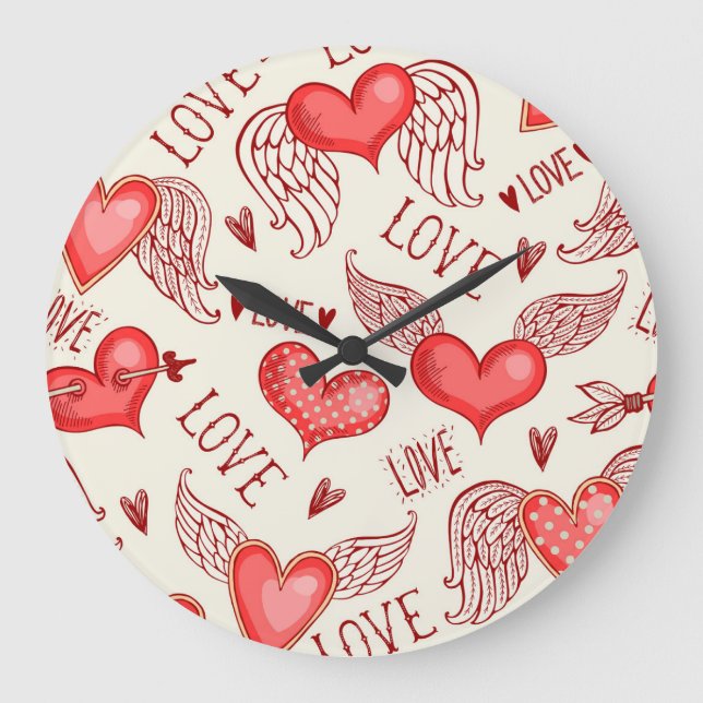 Hearts Pattern for Valentine's Day Large Clock (Front)