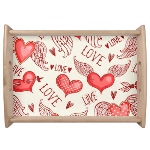 Hearts Pattern for Valentine's Day Serving Tray