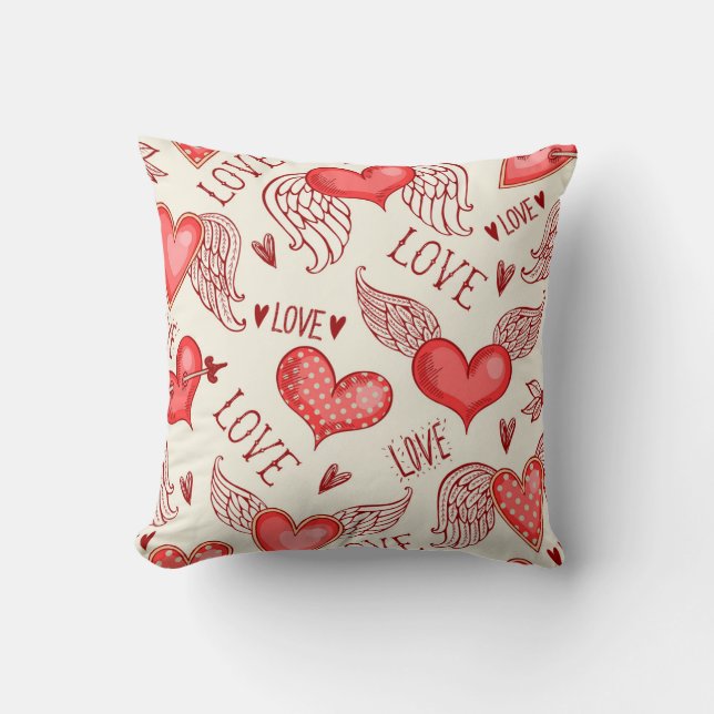 Hearts Pattern for Valentine's Day Throw Pillow (Front)