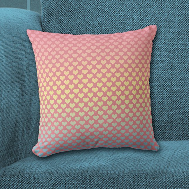 Hearts Pattern Gradient Pink Throw Pillow (Creator Uploaded)