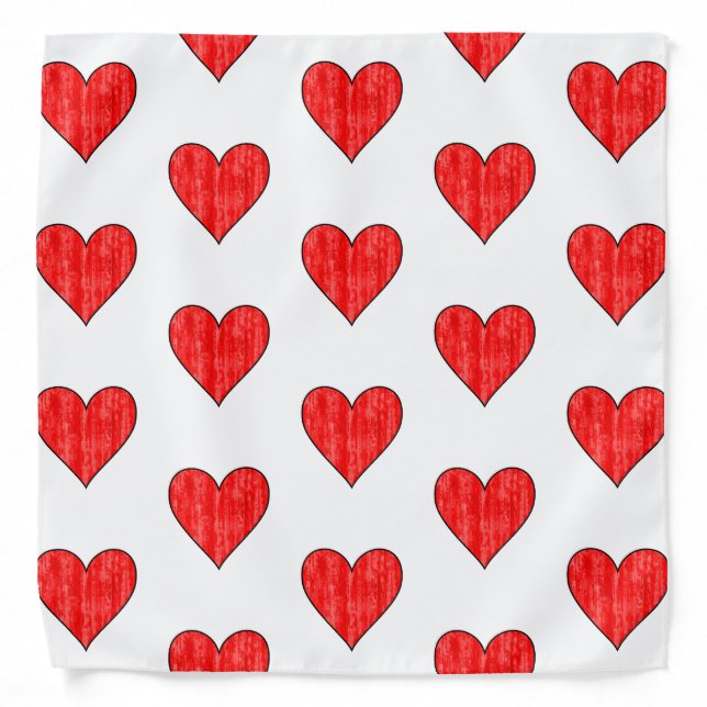 Hearts Pattern "Grunge" Look Bandana (Front)